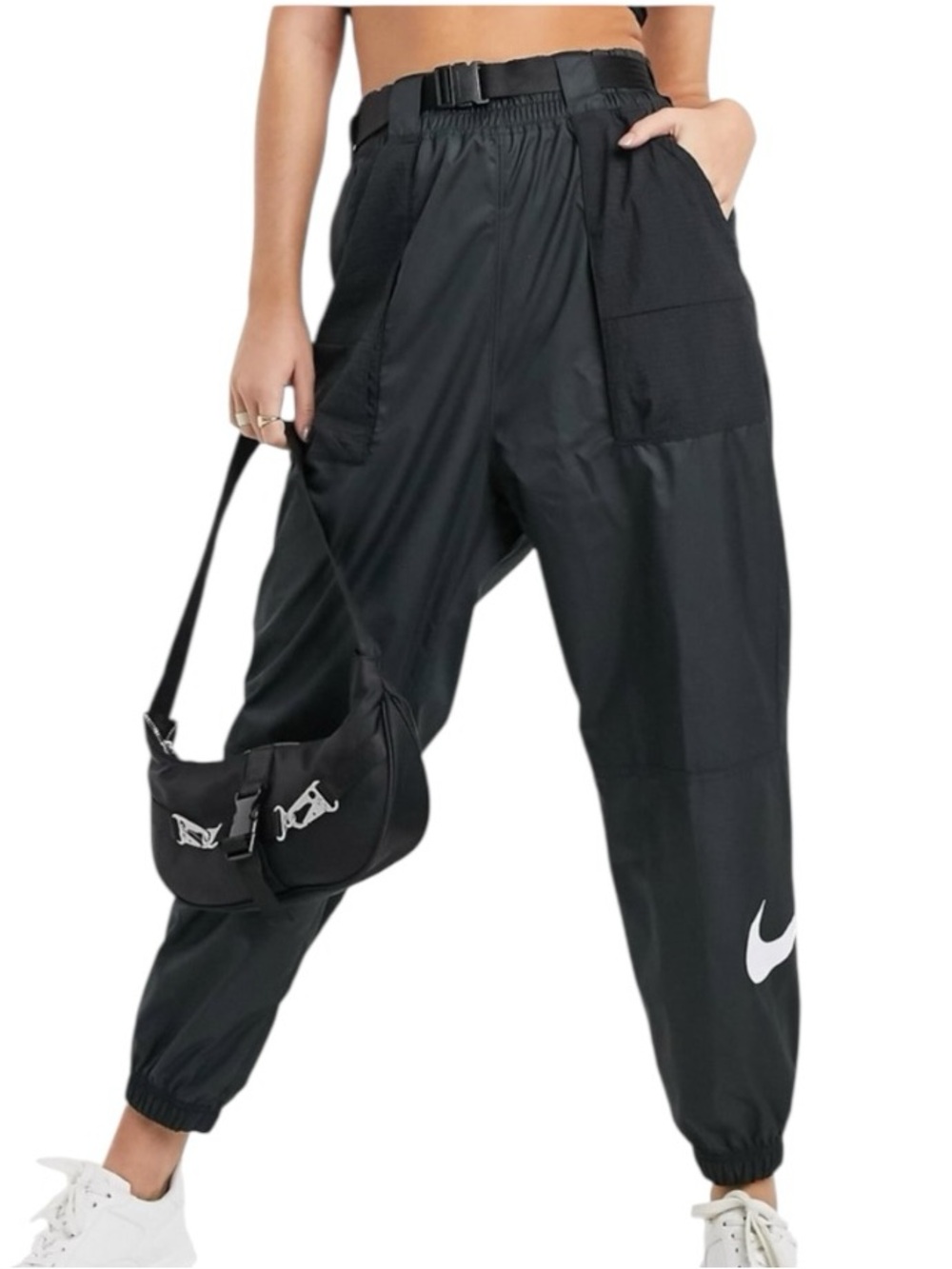 RARE! NIKE Black Sportswear Cargo Pants Lightweight Joggers Size Extra Small